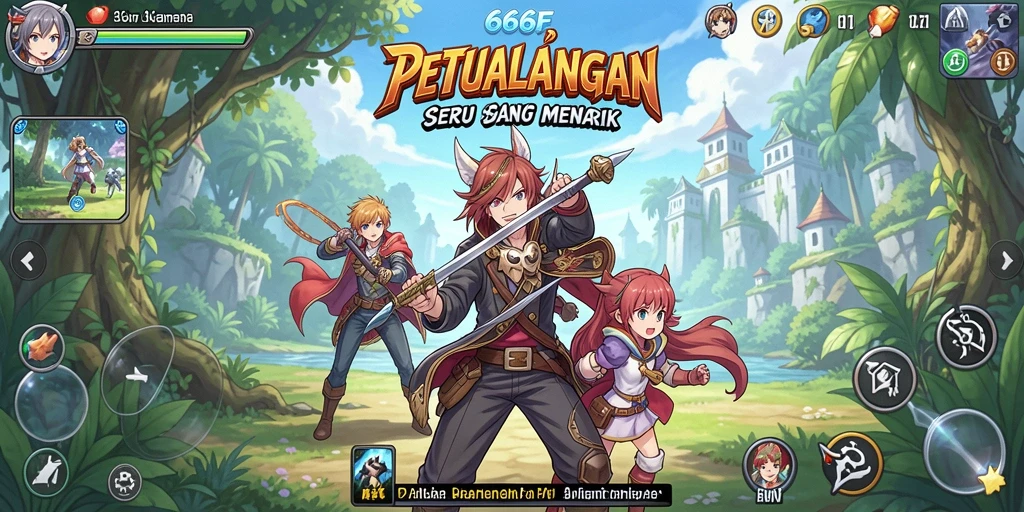 Screenshot gameplay 666F menampilkan pertarungan seru karakter Anime.