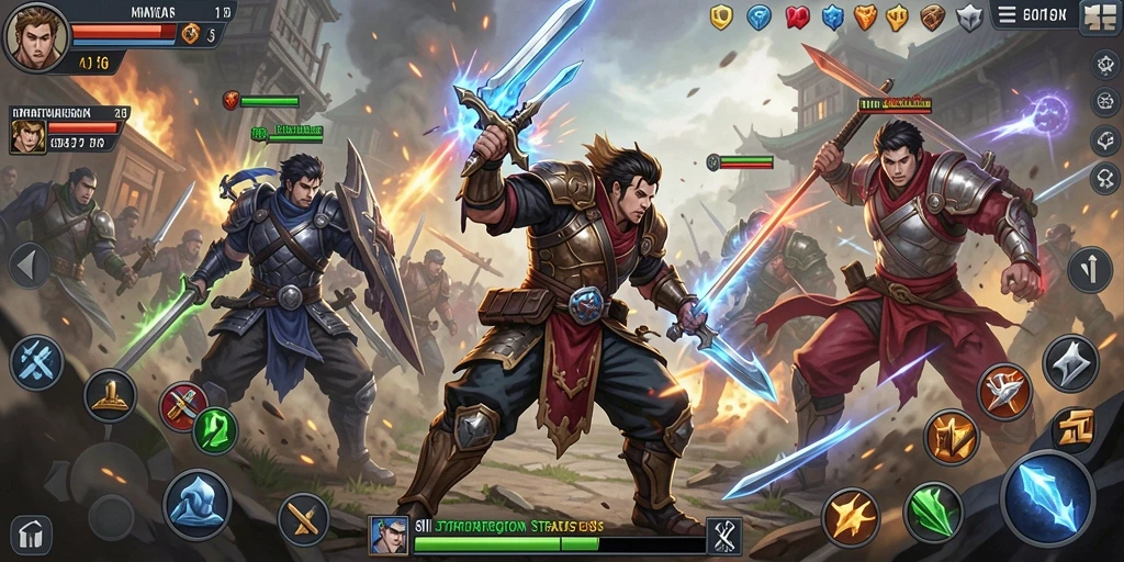 Screenshot utama 8II menampilkan pertempuran strategis yang intens.