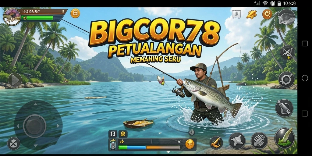 Screenshot gameplay BIGCOR78 menampilkan aksi memancing yang mendebarkan.