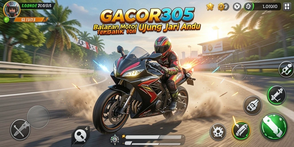 Screenshot GACOR305 menampilkan aksi balapan motor yang mendebarkan.