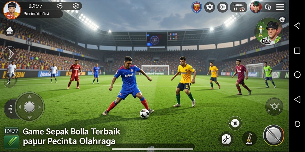 Tangkapan layar gameplay <strong>IDR77</strong> menunjukkan aksi sepak bola yang seru.