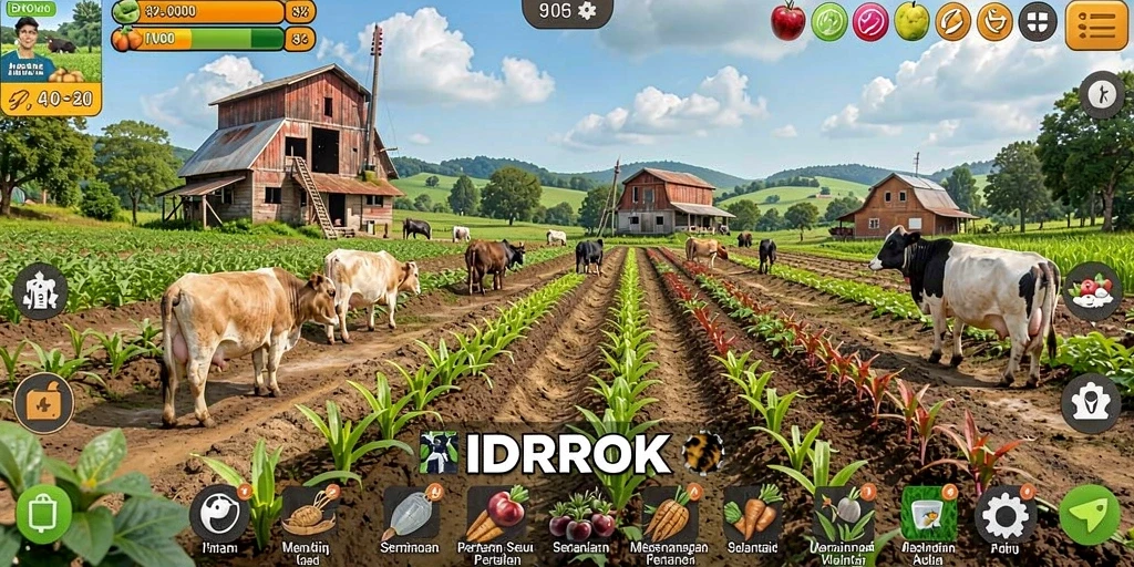 Tampilan gameplay menarik dari IDROK yang menunjukkan aktivitas bertani.