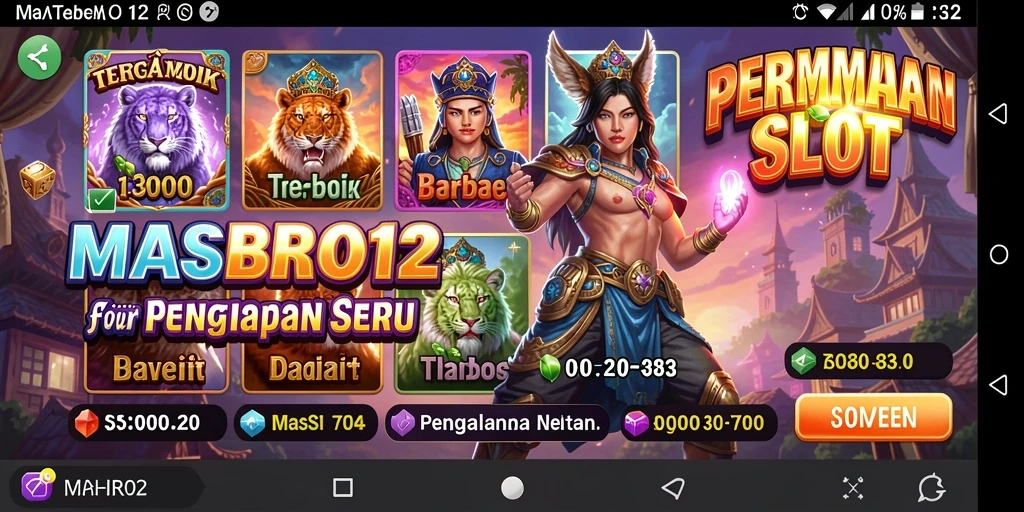 Screenshot gameplay MASBRO12 menampilkan fitur Slot yang menarik.