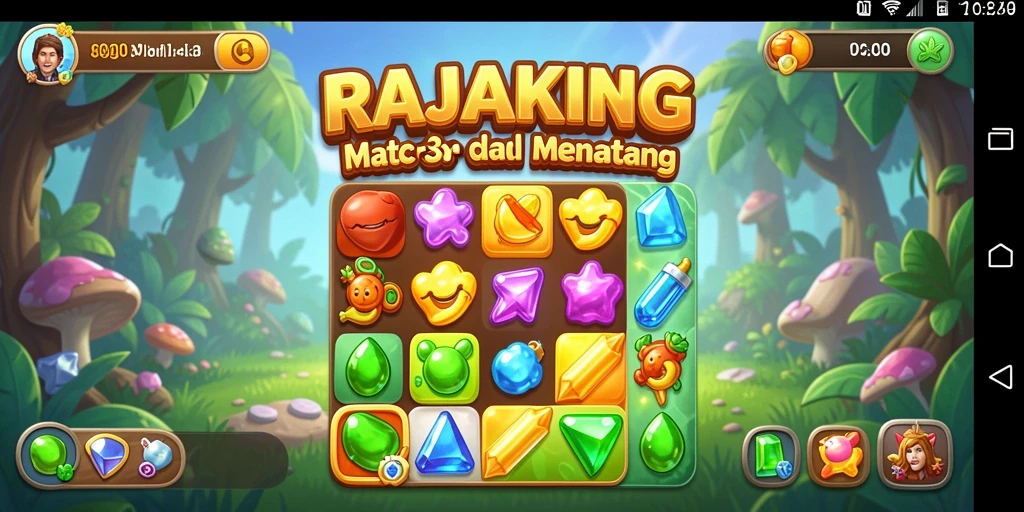 Gameplay menantang RAJAKING dengan bola berwarna-warni.