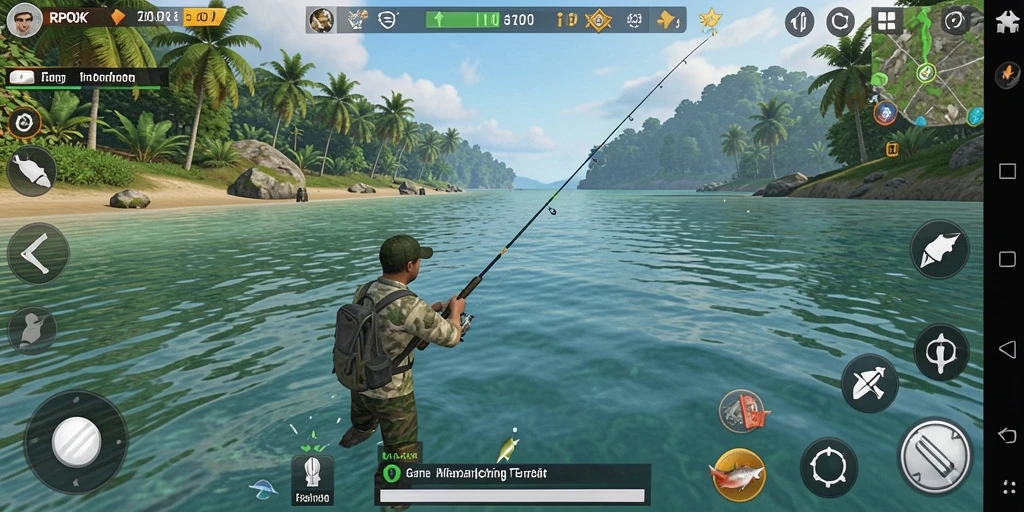 Tampilan gameplay RPOK yang menampilkan suasana memancing yang mendebarkan.