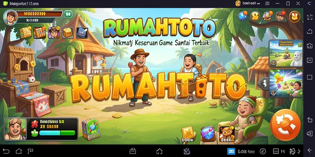 Tampilan gameplay RUMAHTOTO yang penuh warna dan seru.