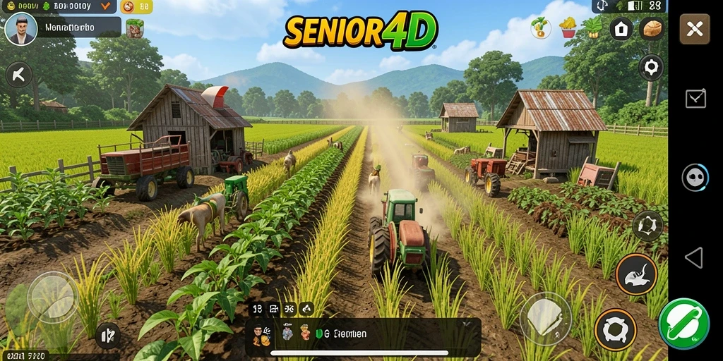 Screenshot yang menunjukkan aktivitas pertanian di SENIOR4D.