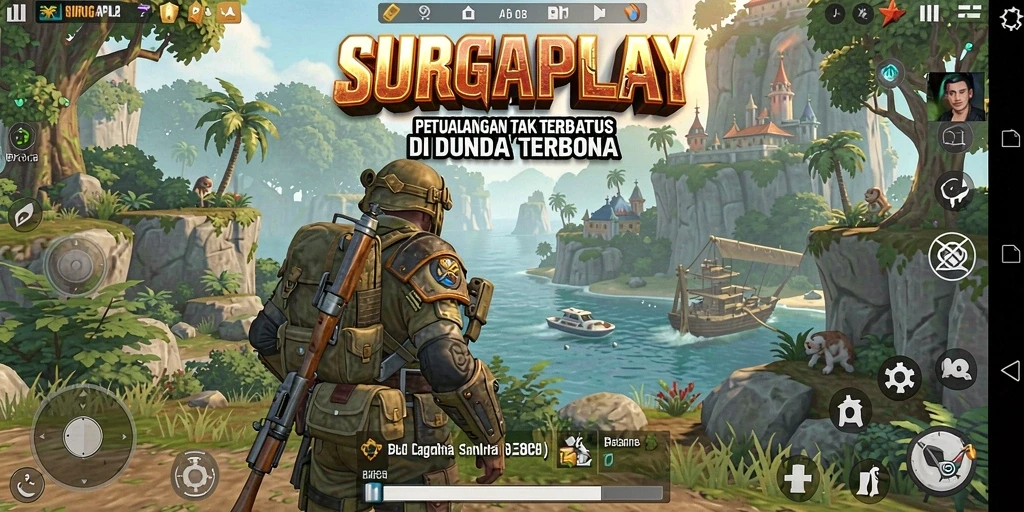 Menampilkan gameplay menakjubkan dari SURGAPLAY di dunia terbuka.