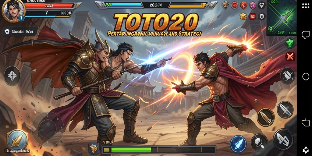 Tampilan gameplay TOTO20 yang seru dengan aksi pertarungan intens.
