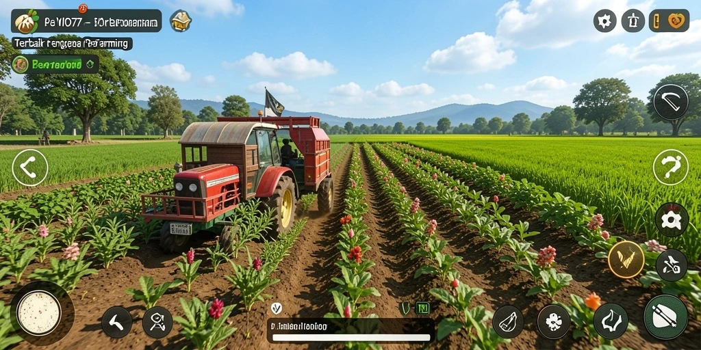 Screenshot gameplay VIO77 yang menunjukkan aktivitas bertani yang seru.